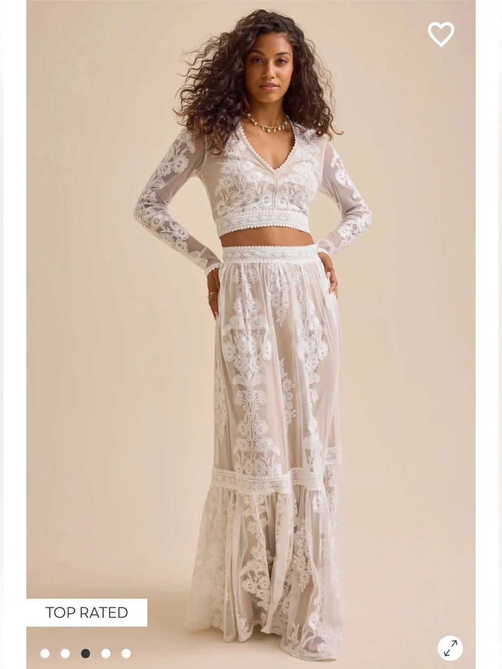 Arissa Floral Embroidered Top and Maxi Skirt Set - Picture 1 of 5